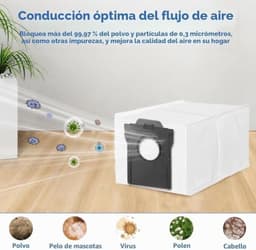10 Stofzuigerzakken voor Dreame L40s Pro Ultra, L50/L40 Ultra AE, X30 Ultra - Vervangende Stofzakken voor Robotstofzuiger, Wit Non-Woven met Zwarte Connector — thumbnail 4