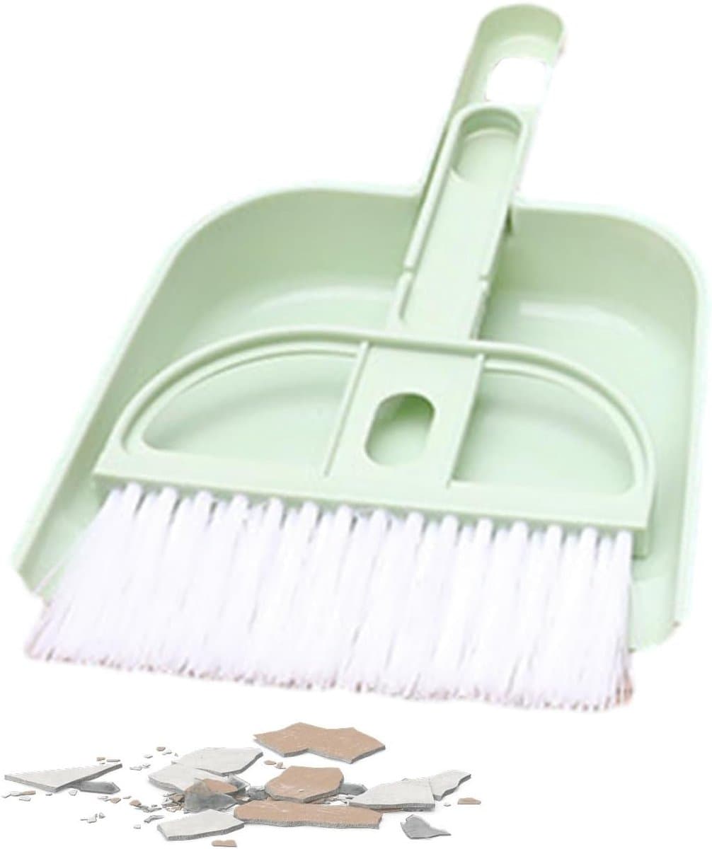 Handbezem Stoffer Set - Reinigingsborstel Blik - Bureau Schoonmaken - Draagbaar Compact Ontwerp - 18 x 11.5 cm — afbeelding 1