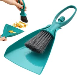 Stoffer en Blik Set - Bezem en Blik - Kleine Kruimels Opvegen - Ergonomisch Handvat - 11x235 cm - Groen — thumbnail 1