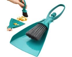 Stoffer en Blik Set - Bezem en Blik - Kleine Kruimels Opvegen - Ergonomisch Handvat - 11x235 cm - Groen