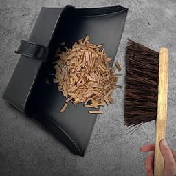 Zwarte metalen stofpan en borstel set voor efficiënt reinigen — thumbnail 2