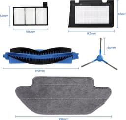 Shellbot SL60 Robotstofzuiger Accessoires/Vervangingsonderdelen, Shellbot SL60 Robot Vacuum Cleaner Accessories/Replacement Parts, Bijvulkitaccessoire met Rolborstel, Zijborstels, HEPA-filters, en Dweildoek voor Robotstofzuiger — thumbnail 5