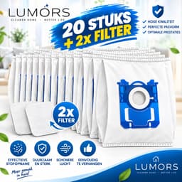 Lumors VOORDEELVERPAKKING 2X10XStofzuigerzakken+2xfilter Microvezel - Geschikt voor Philips, Electrolux en AEG S-Bag (Classic/Long Performance) - Alternatief voor Originele S-Bag Zakken — thumbnail 1