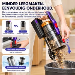 Jolien Draadloze Stofzuiger - Draadloze Stofzuiger Zonder zak - 550 W -Voor uiteenlopende oppervlakken - 70 minuten gebruiksduur - — thumbnail 2