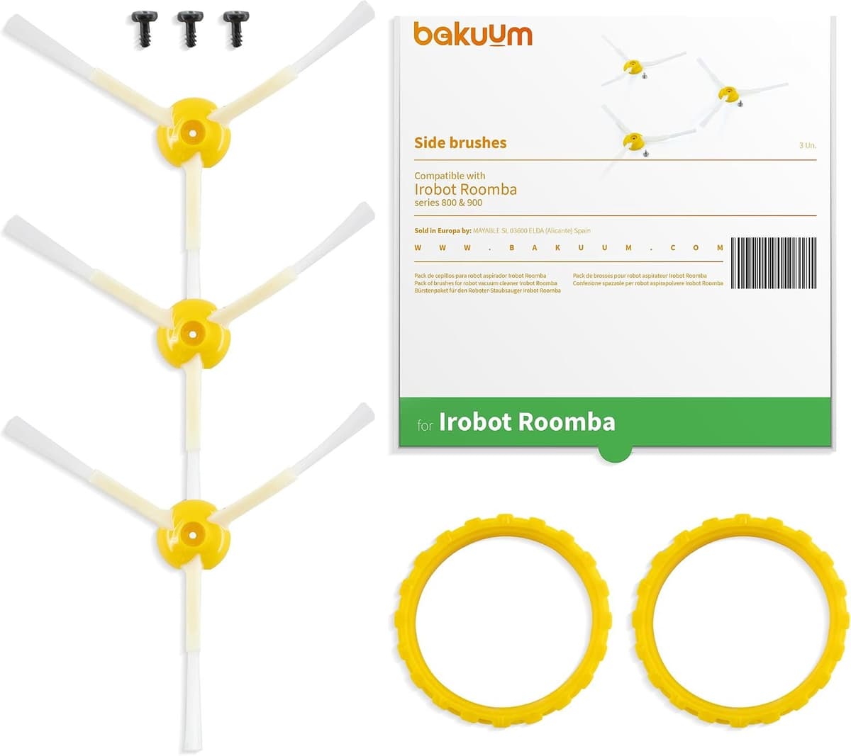 3x Zijborstels & Schroeven voor iRobot Roomba 800/900 Serie - Duurzaam — afbeelding 1
