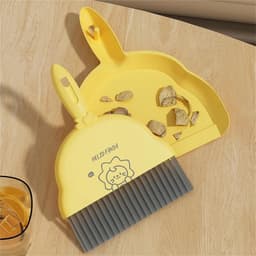 Mini bezem veegset - Handveger tafel - Bureau reinigen - Compact en draagbaar - 1 set - Geel — thumbnail 4