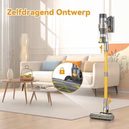 Draadloze Steelstofzuiger - Stofzuiger zonder zak - Huis Snel Schoonmaken - 55KPa Sterke Zuigkracht - 75 Min Gebruikstijd - Goud — thumbnail 3