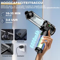 Handstofzuiger accu 4-in-1 met LCD-display, draadloze autostofzuiger 28000PA sterke zuigkracht, 3 zuigstanden, 240000 omw/min, mini stofzuiger met scherm voor auto, keuken, pc, bank, kantoor en thuisgebruik — thumbnail 4