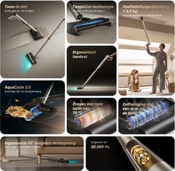 Dreame Aqua Air Snoerloze Steelstofzuiger - Stofzuigen en natte reiniging - Lichtgewicht - Rugvriendelijk - Zelfreiniging - Drogen op 70°C - 90° buigbare stang - Onder meubels - 20000 Pa zuigkracht - Huisdierenhaar - Anti-allergie — thumbnail 4