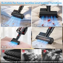 Draadloze steelstofzuiger - Krachtige reiniger - Huis schoonmaken - HEPA-filtratie x3 - 60 minuten looptijd - Blauw — thumbnail 2