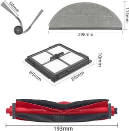 13 Stuks Accessoirekit geschikt voor Roborock Q10 X5 / Q10 X5+ robotstofzuiger - 1 hoofdborstel, 4 dweilpads, 4 zijborstels, 4 filters — thumbnail 3