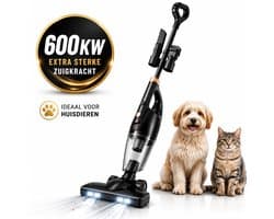 AG3500 Steelstofzuiger - Zonder Zak - 600W - Sterke Zuigkracht - Vacuum Cleaner - 3-in-1 Snoerstofzuiger - HEPA Filter - Vacuum Cleaner -LED Verlichting - Handstofzuiger - Lichtgewicht - Kruimeldief - Geschikt voor Dierenharen - Black