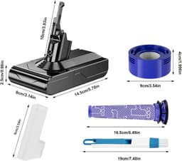 Vervangende Accu 6000mAh 21,6V Voor Dyson V8 SV10 - Draadloze Handstofzuiger - Hoge Capaciteit - Inclusief 2 Filters En Borstel — thumbnail 4