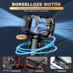 Draadloze Handstofzuiger - Mini Stofzuiger Auto - Snel Reinigen - 4-in-1 Blaas- en Zuigfunctie - 25.000 Pa - Zwart — thumbnail 3