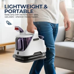 Multifunctionele draagbare tapijtreiniger – Bekledingsreiniger – Diep reinigende shampooier – 12 kPa zuigkracht – 650 W vermogen – Compact ontwerp – Voor tapijt, meubels en auto – Eenvoudig onderhoud – 1400 ml watertank – 1200 ml vuilwatertank — thumbnail 3