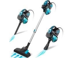 Luxe Steelstofzuiger 3-in-1 - 18000 Pa- Kruimeldief - Steelstofzuiger - 1,2 Liter Stofbak - 23 KPA/600WATT - 6M snoer - HEPA Filter - LUX Design - voor Tapijten en Harde Vloeren - Blauw