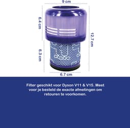 Multaparts® HEPA Filter cassette (set a 2 stuks) geschikt voor Dyson V11 & V15 - Wasbaar - | Gemaakt van duurzaam katoen en eenvoudig te reinigen | Meet op voor je besteld | Vervanger voor Dyson 970013-02 — thumbnail 3