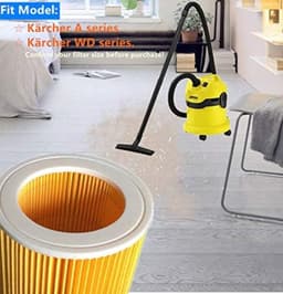 OIMG Patroonfilter - 2 Stuks - nat- en droogfilter - Geschikt voor Karcher WD3/NT18/20/38/1- Geschikt voor HEPA- WD2/MV2/3 stofzuiger katoen - geel — thumbnail 4