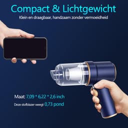 Gloovon kruimeldief - Kruimeldief Snoerloos - Stofzuiger Zonder Zak - Handstofzuiger - Oplaadbaar - Auto Stofzuiger - Blauw — thumbnail 5