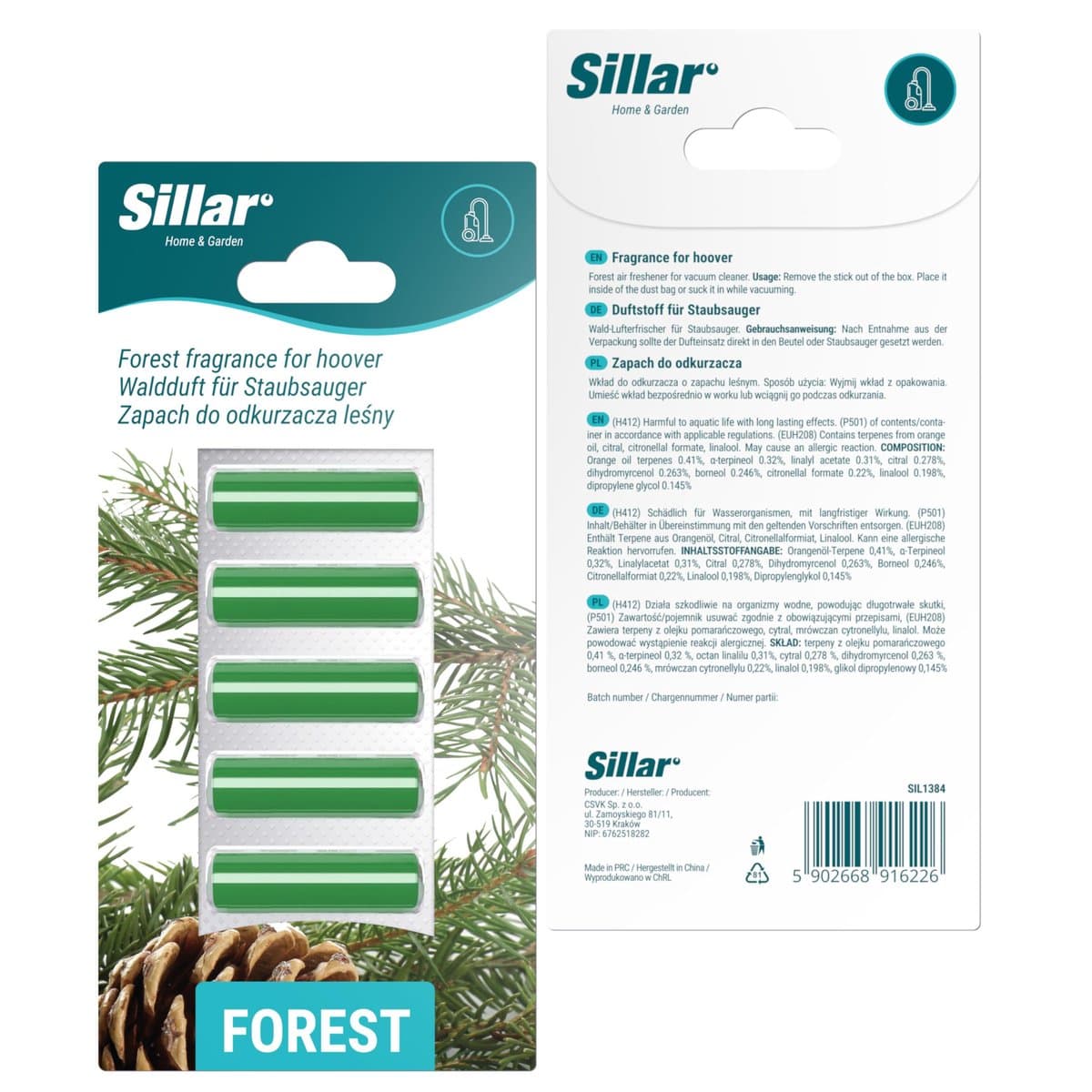 Sillar geurstaafjes voor stofzuiger - stofzuigerverfrisser - geur voor in de stofzuiger - bosgeur - 5 stuks — afbeelding 1