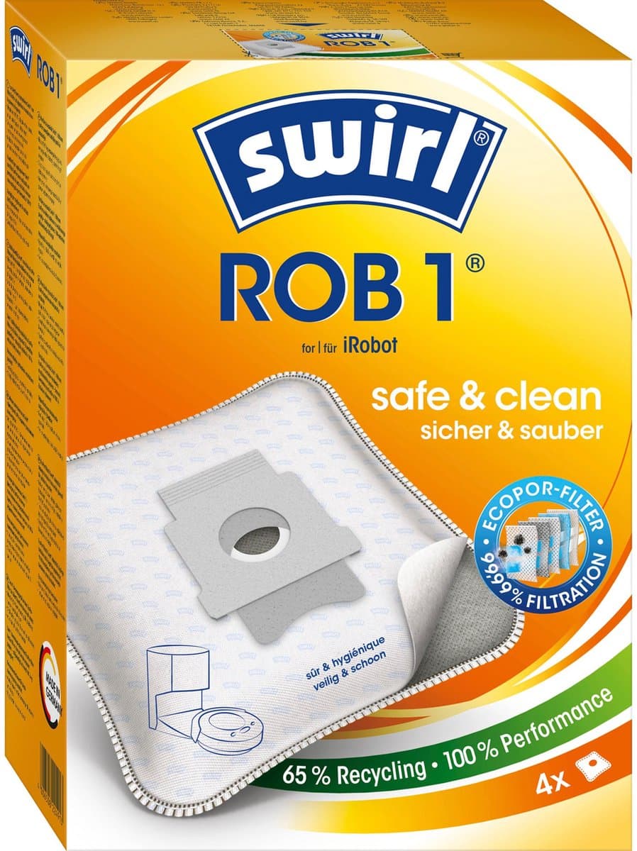 Swirl ROB1 stofzuigerzakken geschikt voor iRobot Roomba - 4 stuks — afbeelding 1