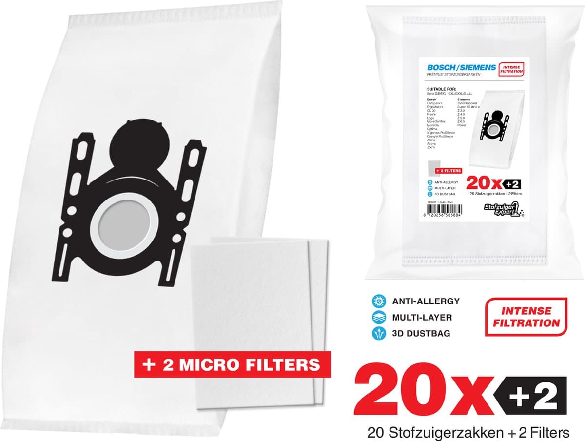 20x Bosch / Siemens stofzuigerzakken — afbeelding 1