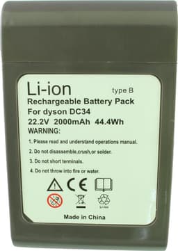 Li-ion accu/batterij, 2000 mAh, voor Dyson DC31, DC34, DC35 en DC44 (ENKEL modellen van ná 2013) — thumbnail 2