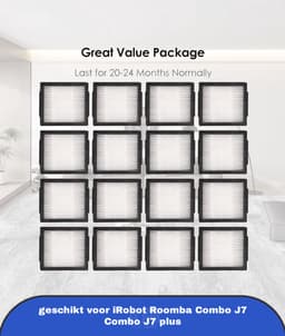 (16 stuks) vervangende filter geschikt voor iRobot Roomba Combo J7 Combo J7 plus robotstofzuiger HEPA-filter accessoireset 16 stuks (alleen voor Combo J7 — thumbnail 4