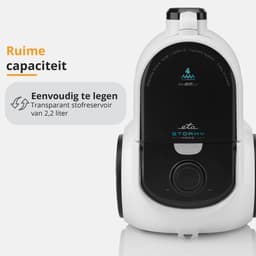 ETA Stormy Home Stofzuiger zonder Zak met Opzetstukken – ECO-motor, HEPA 13 Filter en 360° Draaibaar - Actieradius 9 Meter – 2,2 Liter – Zwart — thumbnail 3