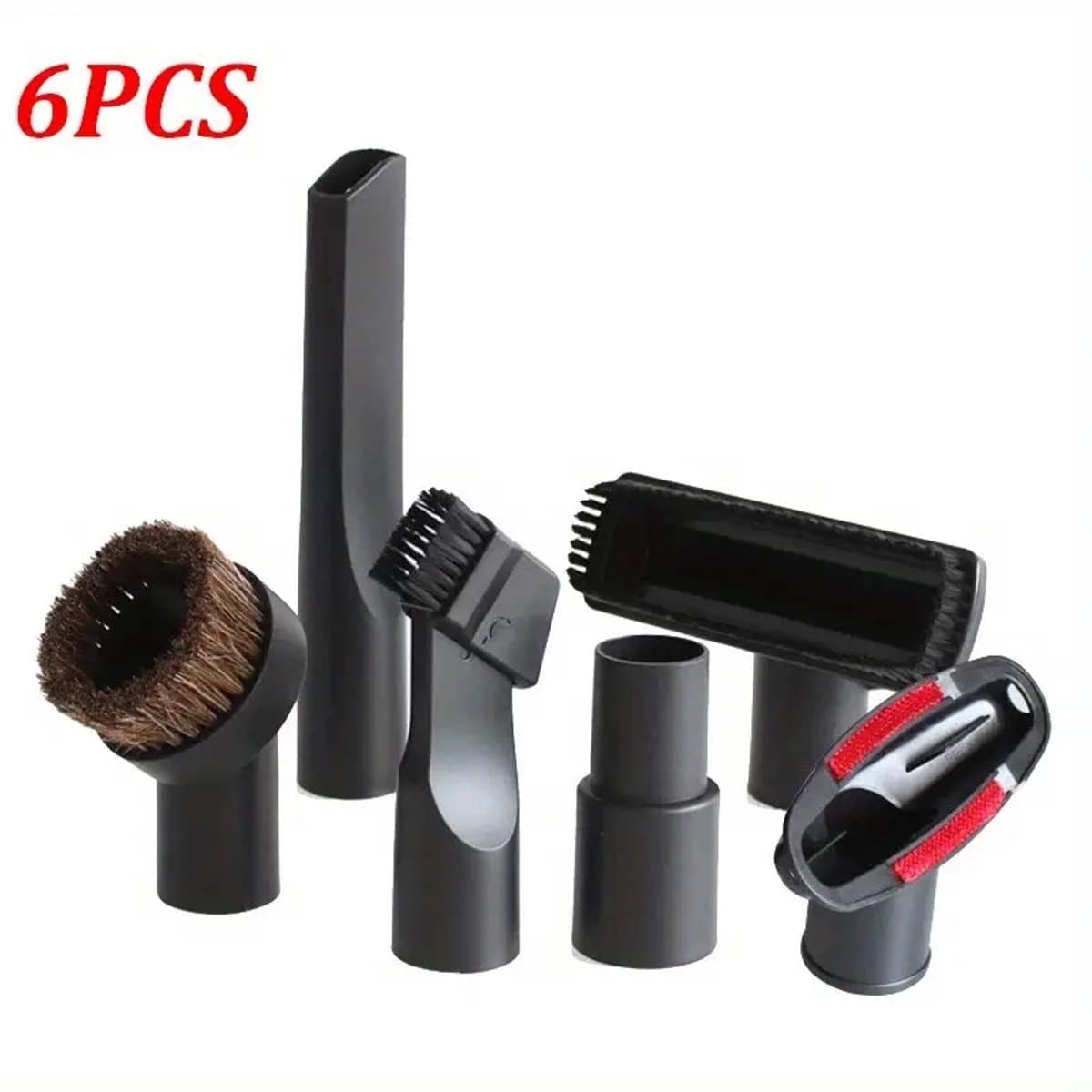 FA-VE Stofzuiger Opzetstukken Set - 6 Delige Set - Universele Stofzuiger Accessoires 32mm - Incl. Adapter - Kierenzuiger - Meubelborstel - Auto Stofzuiger Opzetstukken - Zwart — afbeelding 1