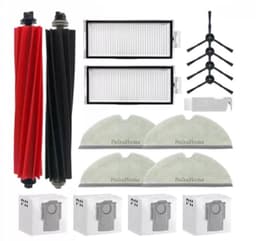 PolkaHome 17 stuks Accessoireset geschikt voor Roborock robotstofzuigers, 2 hoofdborstels, 4 hepa filters, 6 poetsdoeken, 6 zijborstels, 1 reinigingsborstel, accessoires reserveonderdelen. voor Roborock Q5 Pro+/Q5 Pro/Q8 Max+/Q8 Max — thumbnail 1