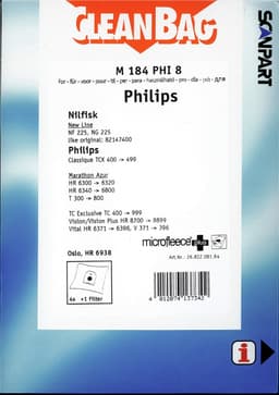 CleanBag stofzuigerzakken 4 stuks - Geschikt voor Philips - Oslo+ HR6938 - Inclusief 1 filter - Alternatief — thumbnail 2