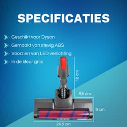 ZENC® Zuigmond met LED Geschikt voor Dyson V15, V11, V10, V8 & V7 Steelstofzuiger - Borstel - Vloerborstel - Stofzuigermond - Opzetstuk - Parketborstel - Mondstuk - Stofzuiger - Stofzuigeraccessoires - Grijs — thumbnail 2