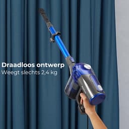 2 in 1 Steelstofzuiger – Draadloos – Stofzuiger zonder Zak – Op Accu – Inclusief Opzetstukken – LED Verlichting – Uitschuifbaar – Blauw — thumbnail 5