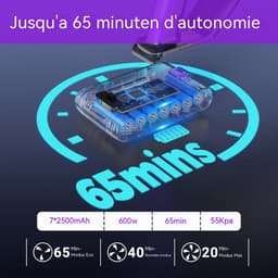 Steelstofzuiger Draadloos-Handstofzuiger Zonder Zak-55 kPa Zuigkracht-65 Min Accuduur-1,2 L Stofbak - Voor Tapijt En Harde Vloeren - Paars — thumbnail 5