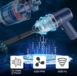 Blauwe, verbeterde Type-C-versie met 2 accu's van 1800 mAh (7,4 V), vloerborstel en laadstation. — thumbnail 3