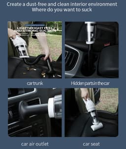 Kruimelzuiger Snoerloos - 10.000Pa - Handstofzuiger voor Auto en Thuis - Wasbaar HEPA Filter - Inclusief Opbergtas - Wit — thumbnail 3