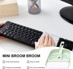 Handbezem Stoffer Set - Reinigingsborstel Blik - Bureau Schoonmaken - Draagbaar Compact Ontwerp - 18 x 11.5 cm — thumbnail 4