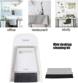 Bezem met Stoffer - Reinigingsset - Bureau Opruimen - Ruimtebesparend Ontwerp - 19.99 x 12.98 x 3 cm - Grijs Wit — thumbnail 4