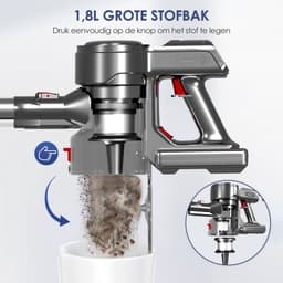 Saikefy Steelstofzuiger Draadloos - 55000 Pa - LED-display - 55 min Gebruikstijd - 1,8L - 8-in-1 - 4 HEPA-filters - voor tapijt & harde vloeren - Zilver — thumbnail 4