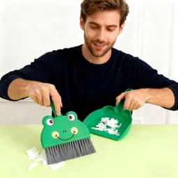 Mini veegset - Kleine borstel - Snelle schoonmaak - Ergonomisch ontwerp - Compact - Grijs — thumbnail 5