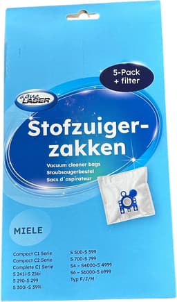 Aqua Laser Stofzuigerzakken - Set van 30 - Inclusief 6 filters - Geschikt voor Miele F/J/M/H — thumbnail 1