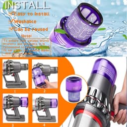 2-pack V11 stofzuigerfilters - vervanging voor Dyson V11 Animal - V11 Torque Drive - V11 Extra - V15 Detect en V15s Detect draadloze stofzuigers. Vergelijkbaar met onderdeelnummer 970013-02. — thumbnail 5