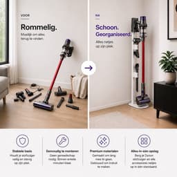 DEGG® - Stofzuiger Standaard Geschikt voor Dyson V7 V8 V10 V11 V12 V15 – Vrijstaand met Accessoirehouders – Zonder Boren – Wit — thumbnail 4