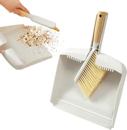 Mini veegset - Kleine bezem - Bureau reinigen - Ergonomisch houten handvat - Compact ontwerp - Wit — thumbnail 1