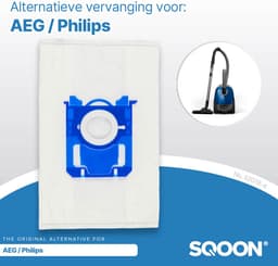 SQOON® Stofzuigerzakken - Geschikt voor AEG (VX8.2 Silence, VX7, VX6, GR201S, GR201M), Philips (3000 Series, Power Go, Performer) en Electrolux (Standard Bag, XXL130, Ergospace) - Hoogwaardige Kwaliteit! - 16 stuks — thumbnail 3