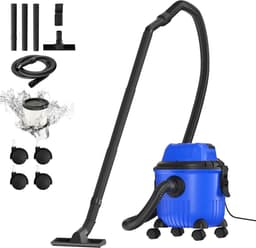 Stofzuiger - Nat en droog - Industriële stofzuiger - extra lange slang 1.5M - Zwenkwieltjes - Blauw - 15 Liter — thumbnail 1