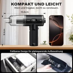 Sander Shop Handstofzuiger, 11000PA autostofzuiger, draadloos, opvouwbare mini-autostofzuiger met krachtige borstelloze motor , draagbare stofzuiger voor huisdierenhaar, voertuigen — thumbnail 5
