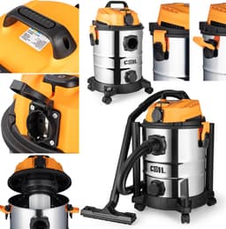 COIL Nat- en Droogzuiger - 1300W - 25L - met Stopcontact, Blaasfunctie en HEPA-filter – Krachtige Industriële Stofzuiger voor Werkplaats en Bouw - 220-240 V - 18 kPa — thumbnail 2
