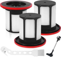3 stucks filters voor Bosch Unlimited 6 stofzuiger - HEPA-filter geschikt voor Bosch BCS611, BCS612, BBS611, BBS612, BSS61, BCS61, BKS611, BLS612 - Vervangt 12033215 (inclusief borstels) — thumbnail 1